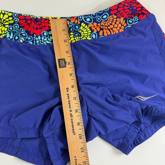 Saucony Women's Blue Floral Print Running Shorts Liner Size S Small - Picture 8 of 11